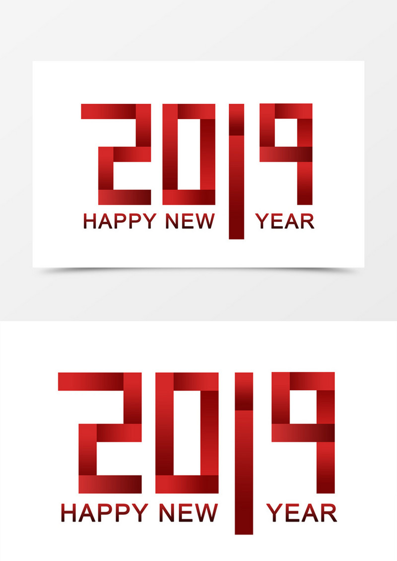 中国风2019HAPPY NEW YEAR 红色折纸素材