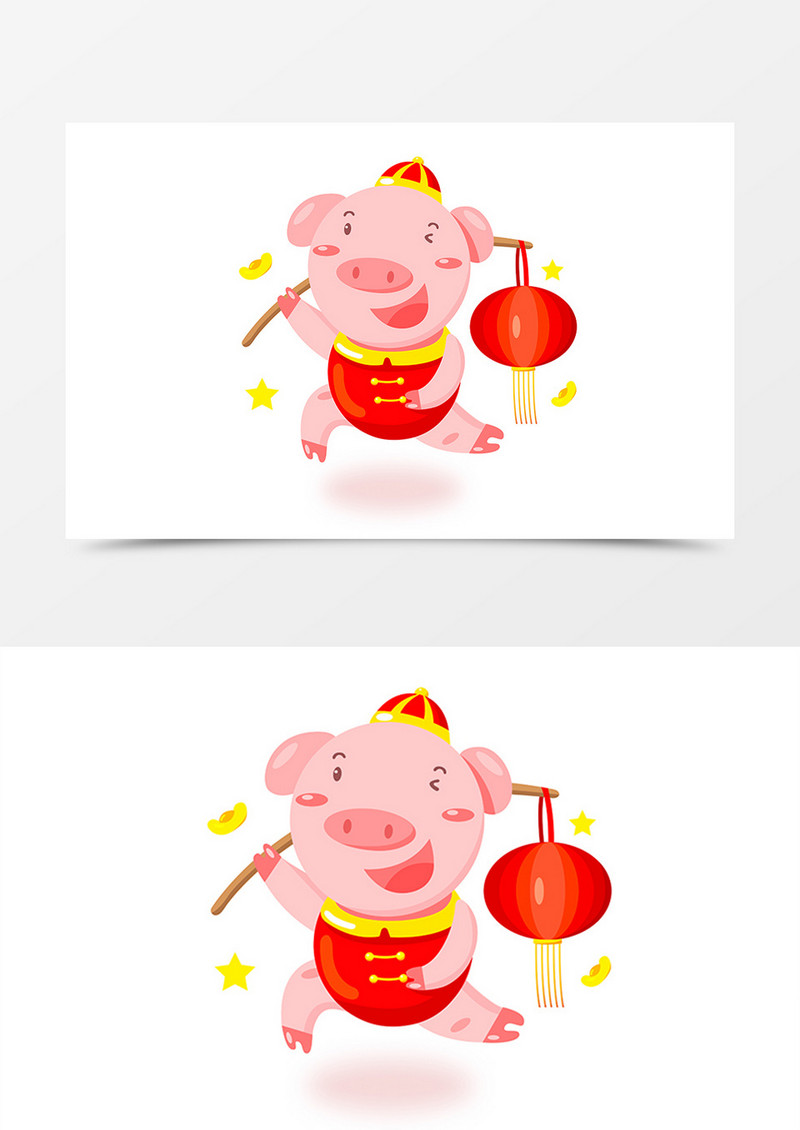 2019猪年吉祥提灯笼猪卡通形象