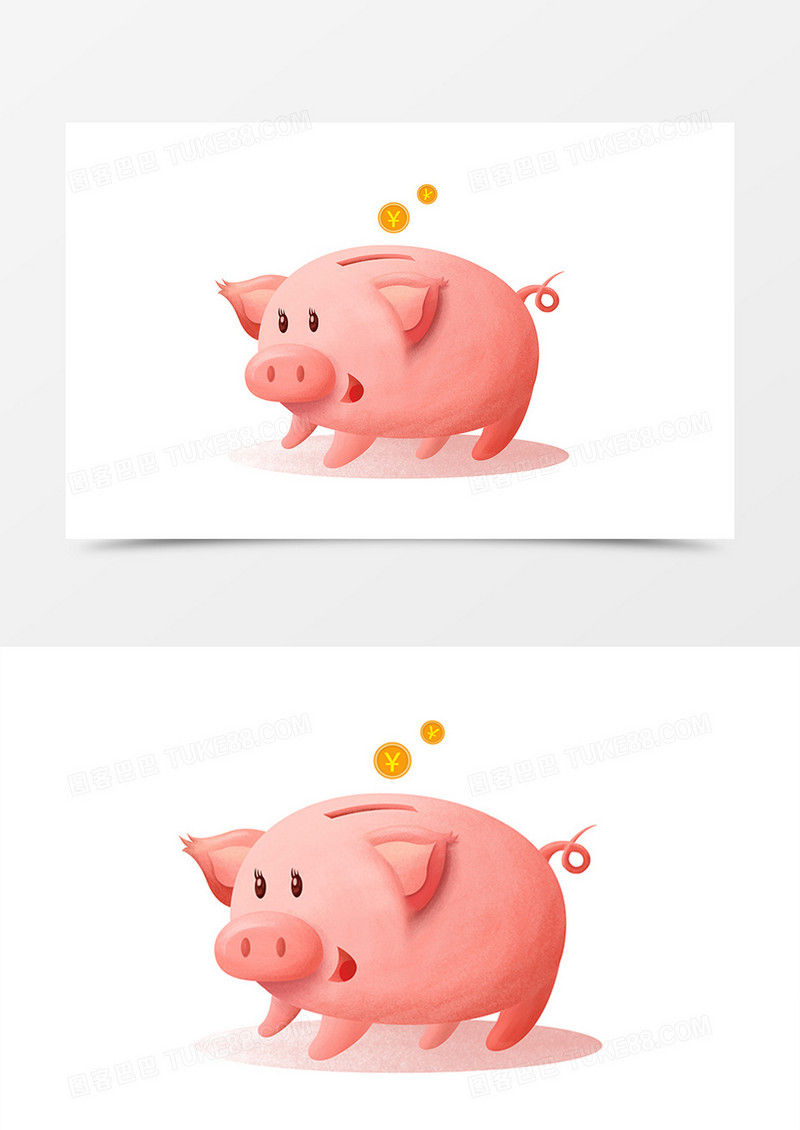 新年卡通存钱罐插画猪素材