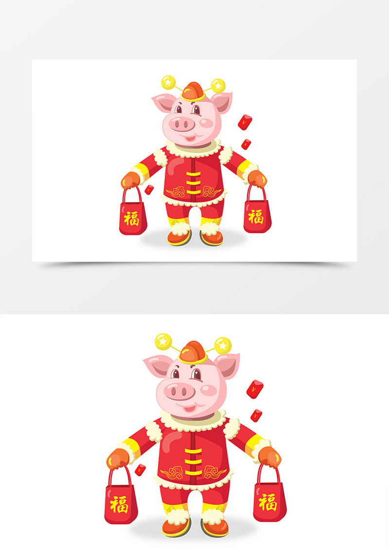 2019猪年新年大吉提福袋猪卡通形象