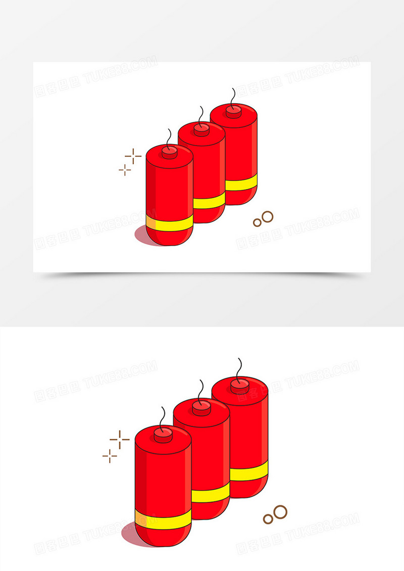 新年创意卡通鞭炮素材