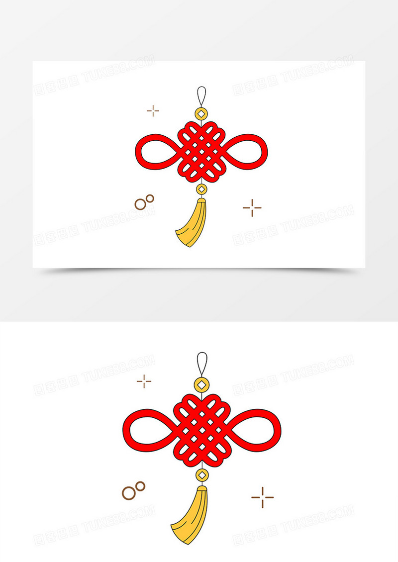 新年创意卡通中国结素材