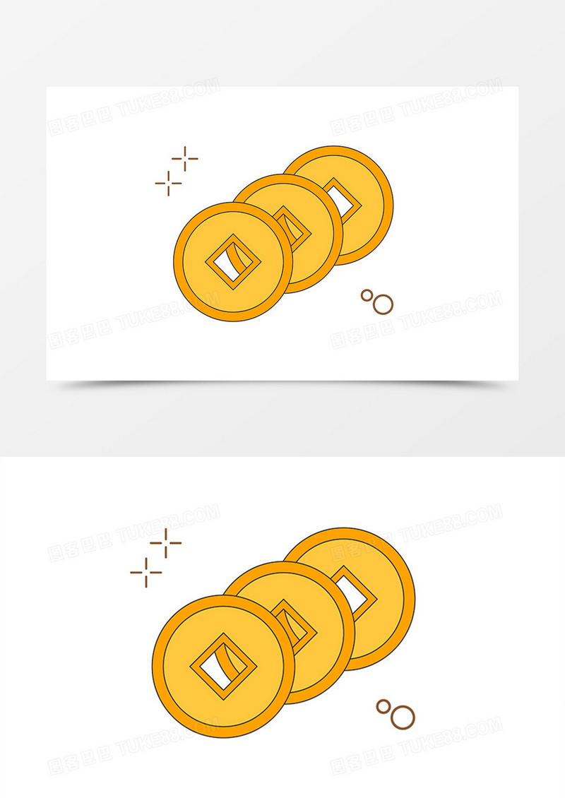 新年创意卡通金色铜钱素材