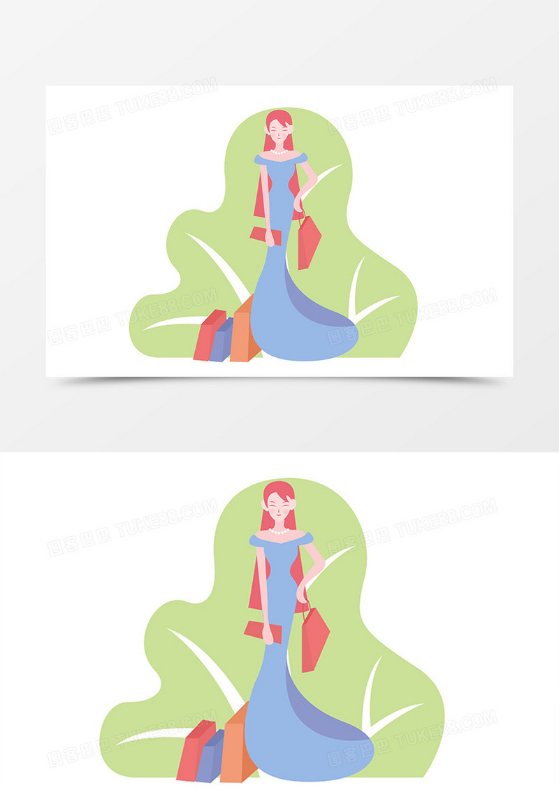 晚礼服精致女人卡通素材